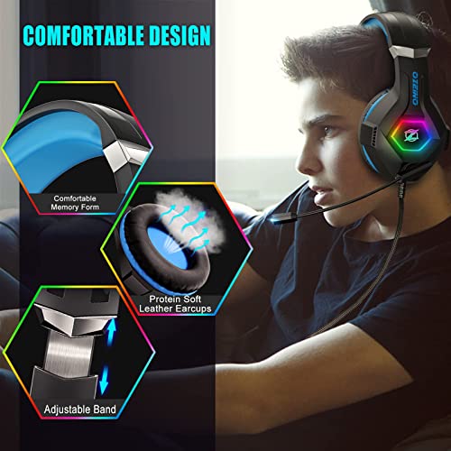 Gaming Headset PS4 Headset, Xbox Headset with 7.1 Surround Sound, Gaming Headphones with Noise Cancelling Mic RGB Light Memory Earmuffs for PC, PS5, PS4, Xbox Series X/S, Xbox one, Switch - Gapo Goods - Computer PC Gaming Accessories