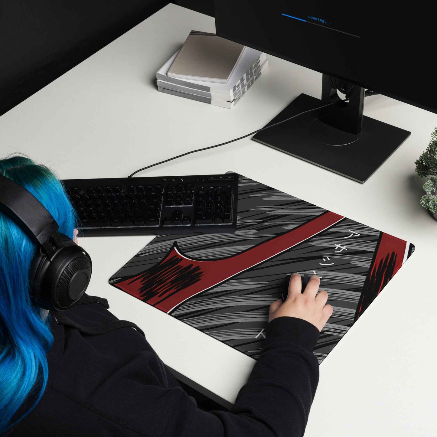 Crimson Shinobi Mousepad — Stealth Script Edition 18″×16″