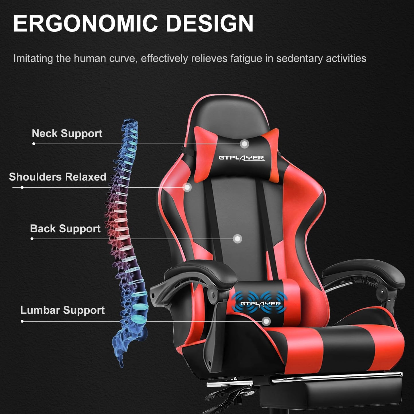 GTPLAYER Gaming Chair, Computer Chair with Footrest and Lumbar Support, Height Adjustable Game Chair with 360° - Swivel Seat and Headrest and for Office or Gaming (White) - Gapo Goods -