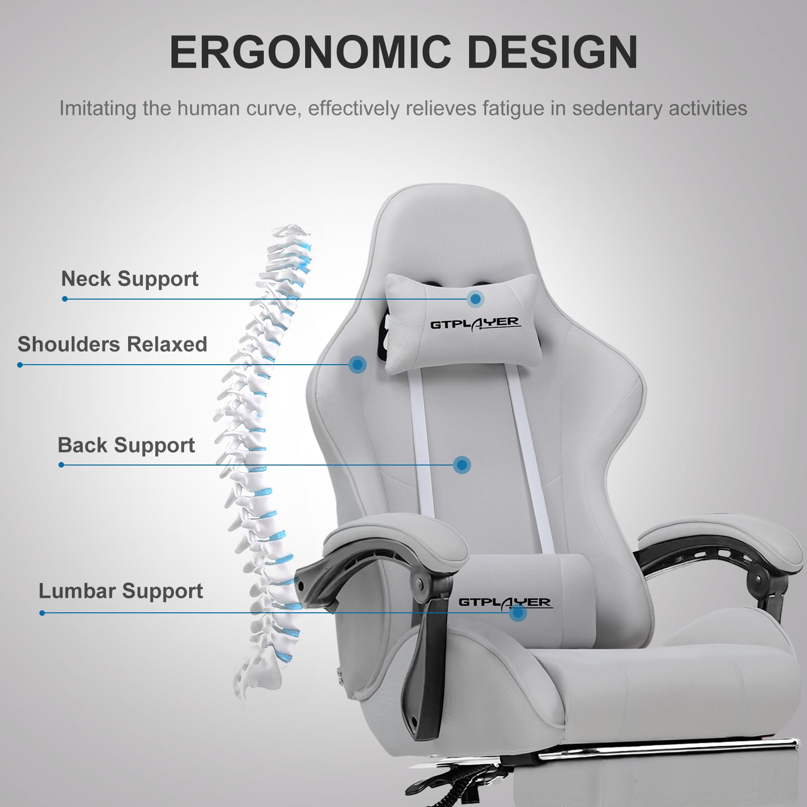 Gaming Chair With Footrest - Adjustable Computer Chair With Lumbar Support Seat & 360 Swivel Gaming Seat Gaming Accessories