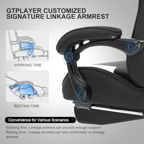 GTPLAYER Gaming Chair, Computer Chair with Footrest and Lumbar Support, Height Adjustable Game Chair with 360° - Swivel Seat and Headrest and for Office or Gaming (White) - Gapo Goods -