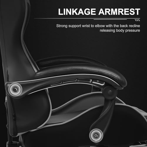 GTPLAYER Gaming Chair, Computer Chair with Footrest and Lumbar Support, Height Adjustable Game Chair with 360° - Swivel Seat and Headrest and for Office or Gaming (White) - Gapo Goods -