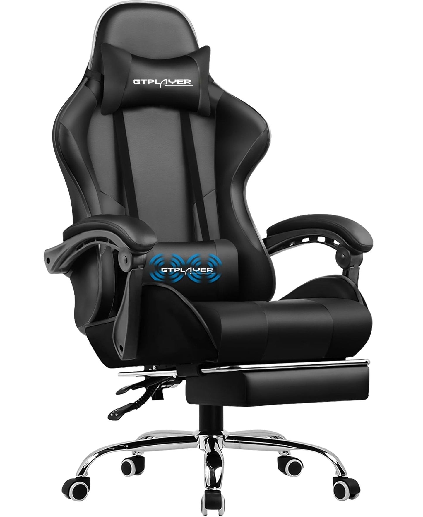 GTPLAYER Gaming Chair, Computer Chair with Footrest and Lumbar Support, Height Adjustable Game Chair with 360° - Swivel Seat and Headrest and for Office or Gaming (White) - Gapo Goods -