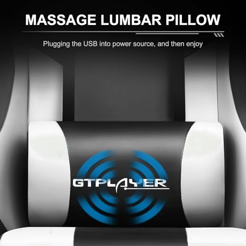 GTPLAYER Gaming Chair, Computer Chair with Footrest and Lumbar Support, Height Adjustable Game Chair with 360° - Swivel Seat and Headrest and for Office or Gaming (White) - Gapo Goods -