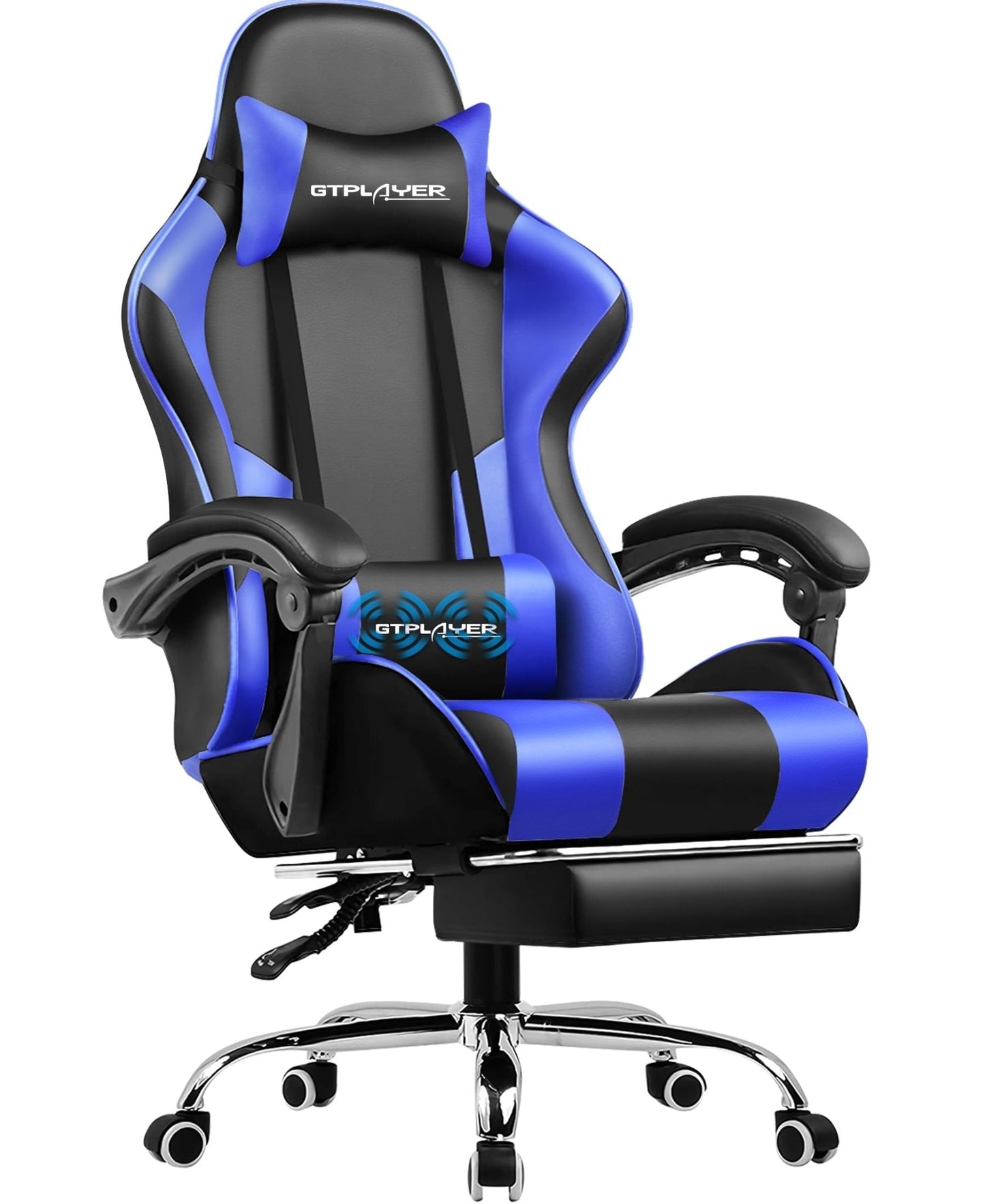 GTPLAYER Gaming Chair, Computer Chair with Footrest and Lumbar Support, Height Adjustable Game Chair with 360° - Swivel Seat and Headrest and for Office or Gaming (White) - Gapo Goods -