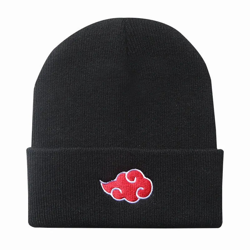 Anime Akatsuki Beanie β Naruto Red Cloud Embroidered Winter Cap Acrylic Hat Black China One Size