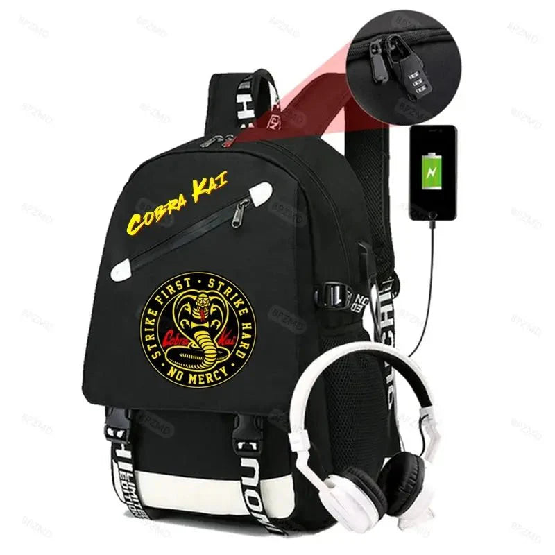 High Quality Anime Cobra Kai School Bag - USB Charging Backpack for Teens Boys Girls Men Women - Travel Laptop Bookbag 2