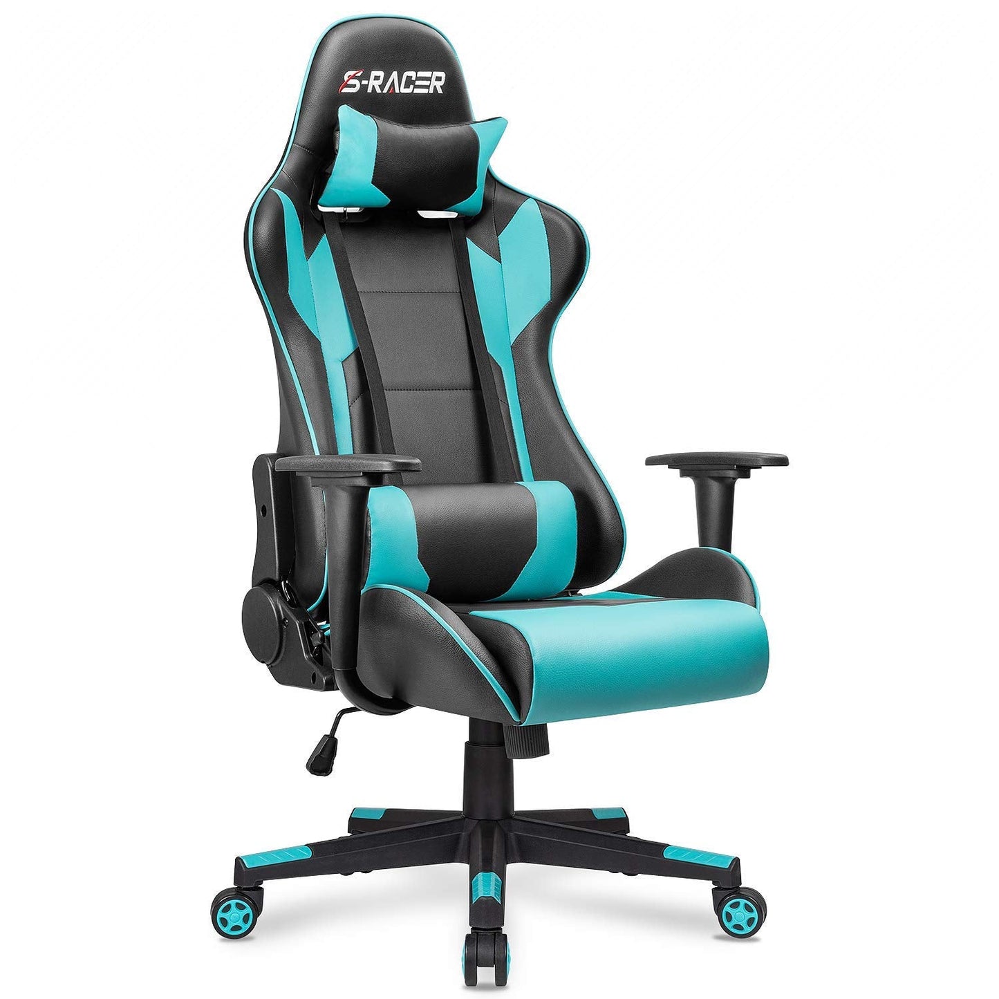 Homall Gaming Chair, Office Chair High Back Computer Chair Leather Desk Chair Racing Executive Ergonomic Adjustable Swivel Task Chair with Headrest and Lumbar Support (White) - Gapo Goods -
