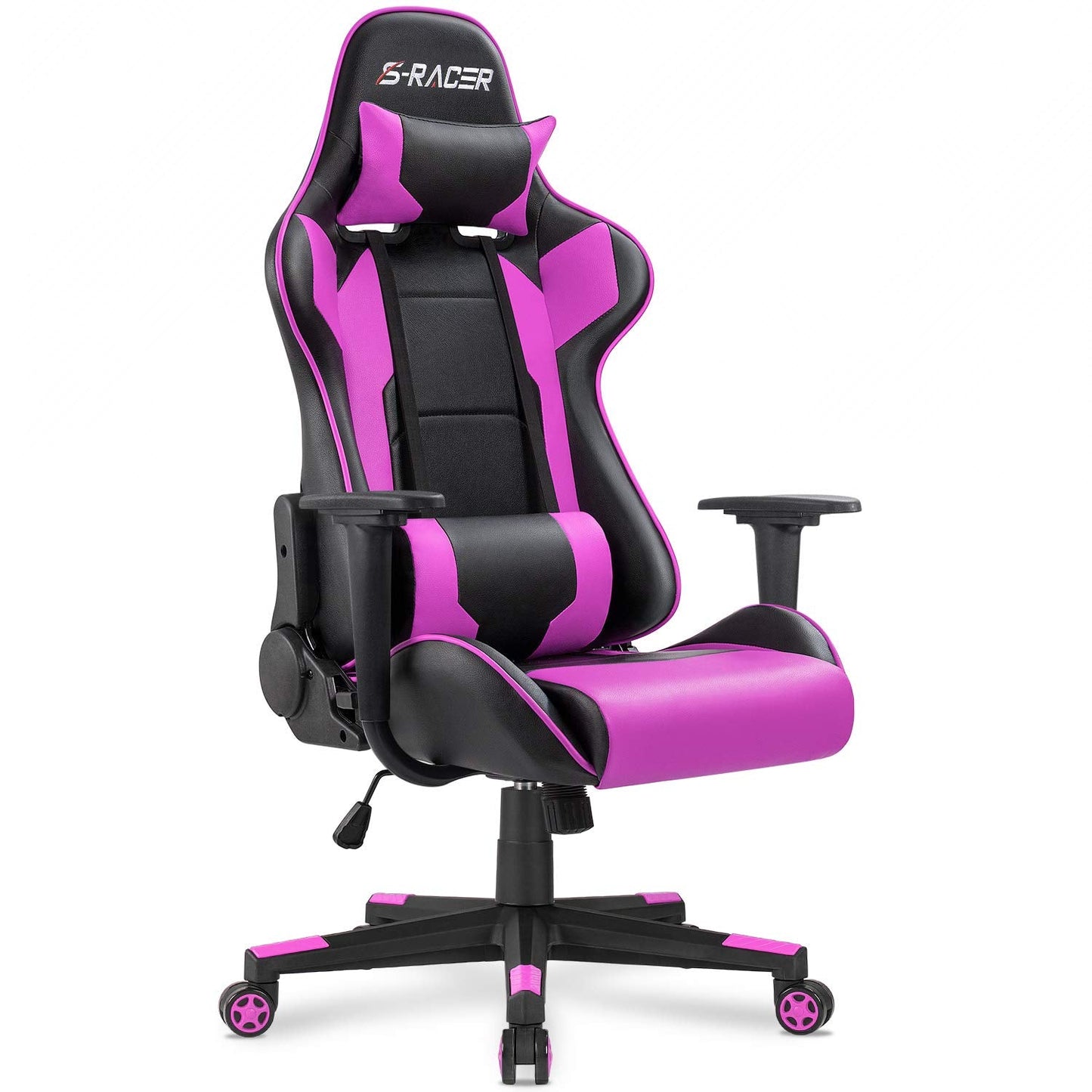 Homall Gaming Chair, Office Chair High Back Computer Chair Leather Desk Chair Racing Executive Ergonomic Adjustable Swivel Task Chair with Headrest and Lumbar Support (White) - Gapo Goods -