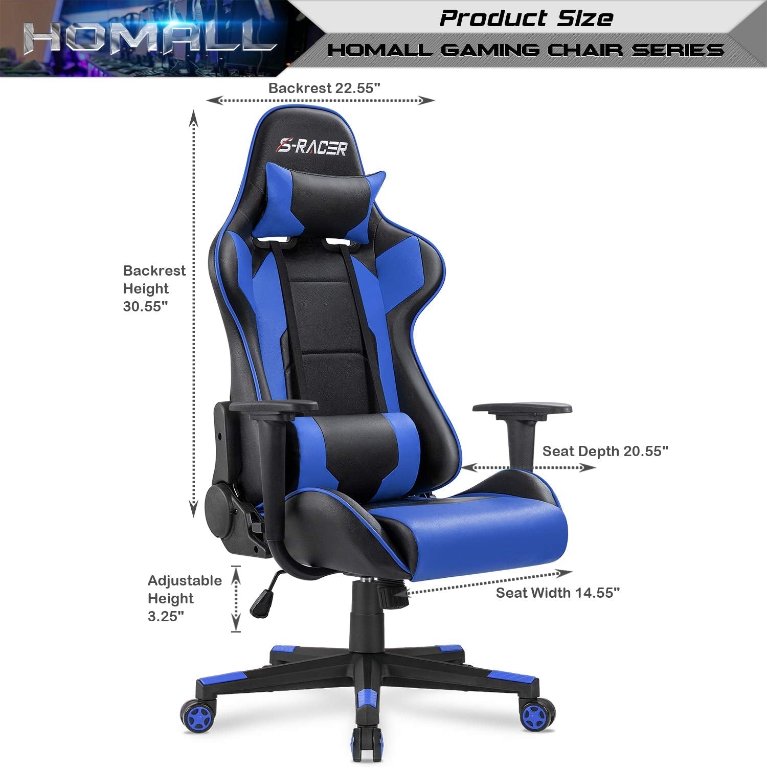 Homall Gaming Chair – Ergonomic Computer Chair with Lumbar Support & Headrest Pillow Gaming Accessories
