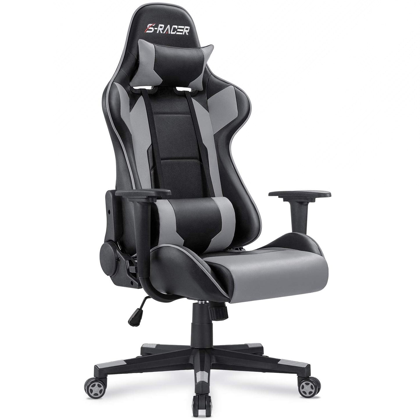 Homall Gaming Chair, Office Chair High Back Computer Chair Leather Desk Chair Racing Executive Ergonomic Adjustable Swivel Task Chair with Headrest and Lumbar Support (White) - Gapo Goods -