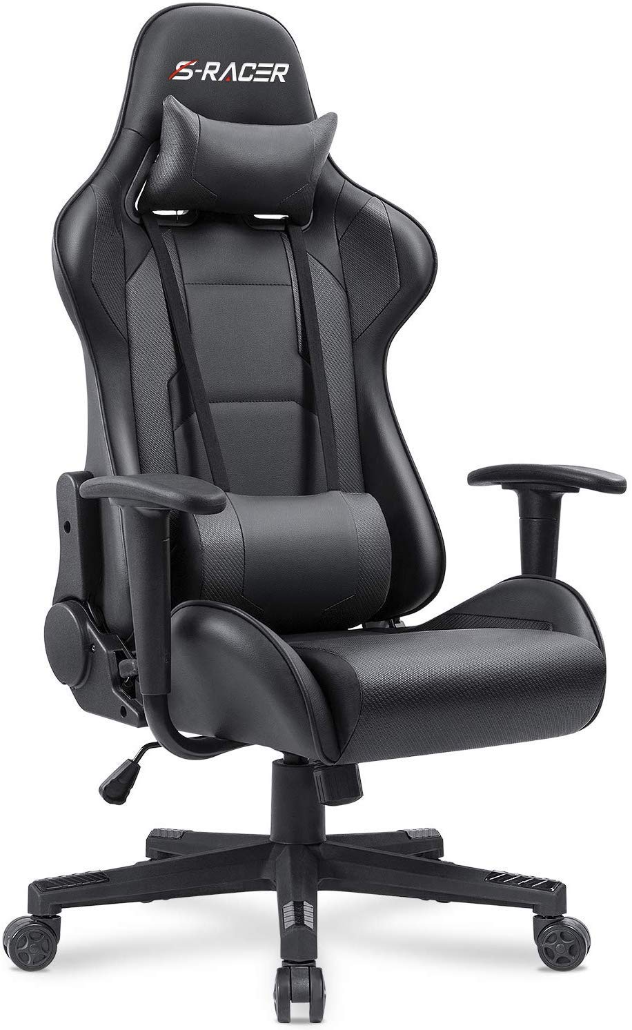 Homall Gaming Chair, Office Chair High Back Computer Chair Leather Desk Chair Racing Executive Ergonomic Adjustable Swivel Task Chair with Headrest and Lumbar Support (White) - Gapo Goods -