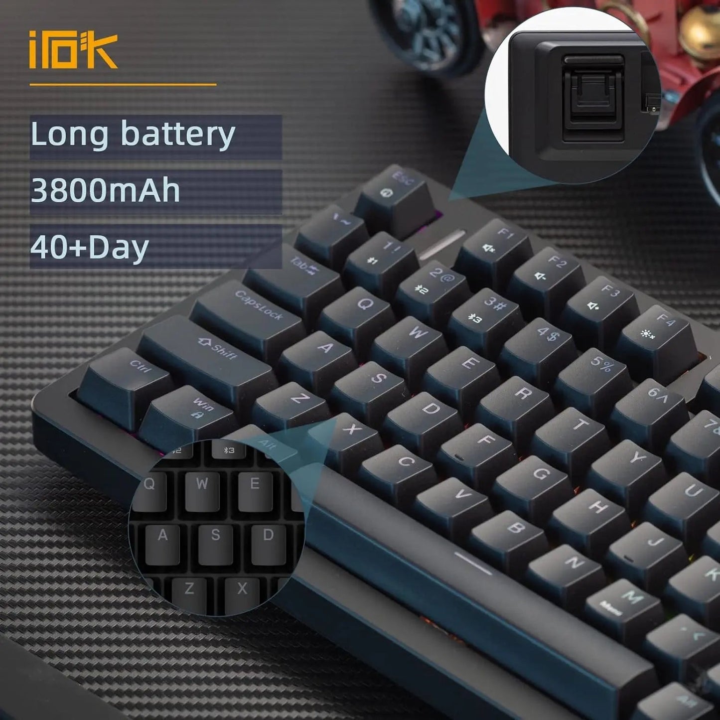 IROK FE75Pro Hot Swappable Mechanical Keyboard, Wireless TKL 75% RGB Customizable Backlit Gaming Keyboard, Bluetooth/2.4G/Wired for Windows PC Gamers - White/Blue - Gapo Goods -
