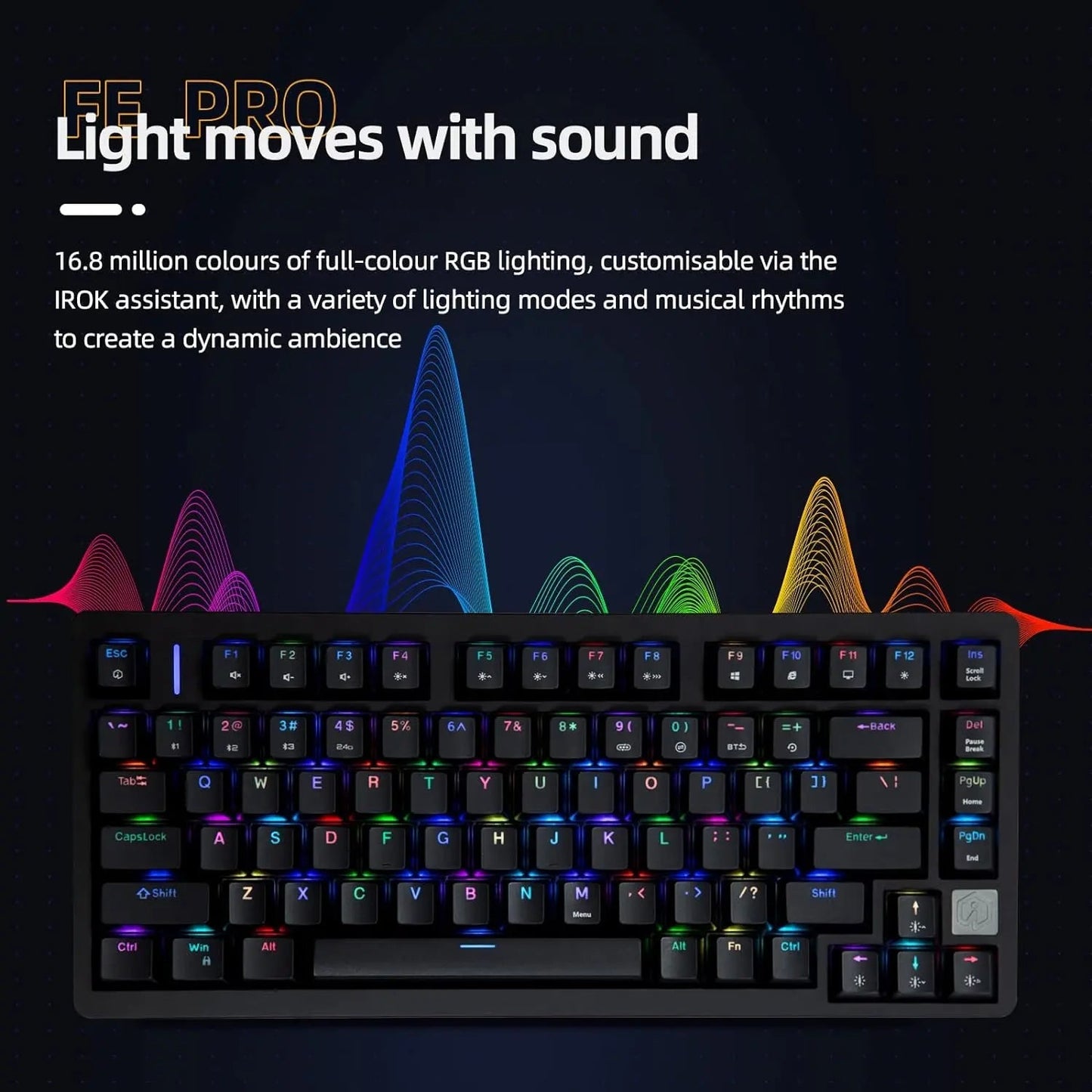 IROK FE75Pro Hot Swappable Mechanical Keyboard, Wireless TKL 75% RGB Customizable Backlit Gaming Keyboard, Bluetooth/2.4G/Wired for Windows PC Gamers - White/Blue - Gapo Goods -