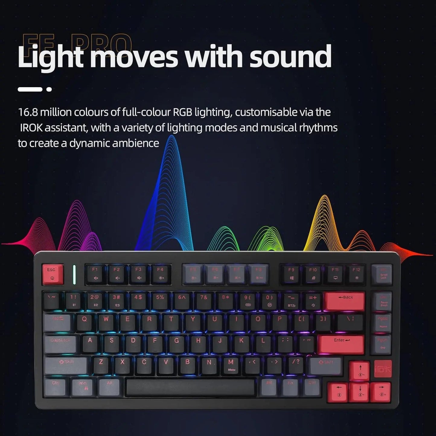 IROK FE75Pro Hot Swappable Mechanical Keyboard, Wireless TKL 75% RGB Customizable Backlit Gaming Keyboard, Bluetooth/2.4G/Wired for Windows PC Gamers - White/Blue - Gapo Goods -