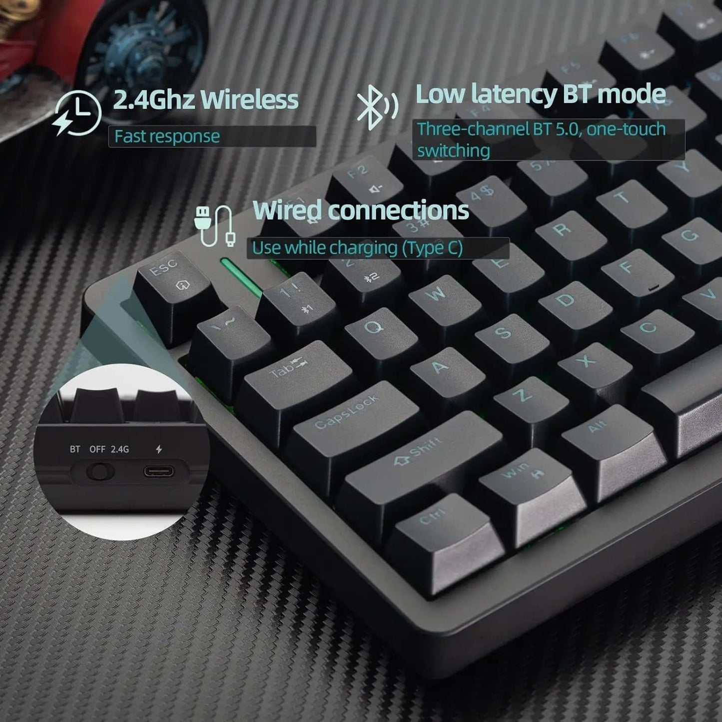 IROK FE75Pro Hot Swappable Mechanical Keyboard, Wireless TKL 75% RGB Customizable Backlit Gaming Keyboard, Bluetooth/2.4G/Wired for Windows PC Gamers - White/Blue - Gapo Goods -