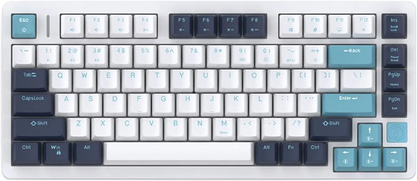 IROK FE75Pro Hot Swappable Mechanical Keyboard, Wireless TKL 75% RGB Customizable Backlit Gaming Keyboard, Bluetooth/2.4G/Wired for Windows PC Gamers - White/Blue - Gapo Goods -
