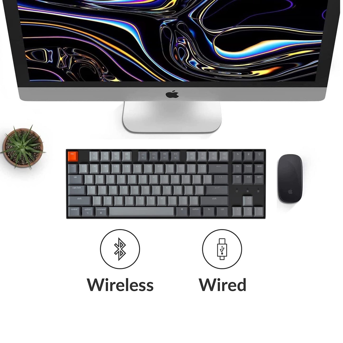 Keychron K8 80% Layout Bluetooth Wireless Mechanical Keyboard, Tenkeyless 87 Keys/USB C/White Backlit/Gateron G Pro Brown Switch/N - Key Rollover, TKL Gaming Keyboard for Mac Windows - Gapo Goods -