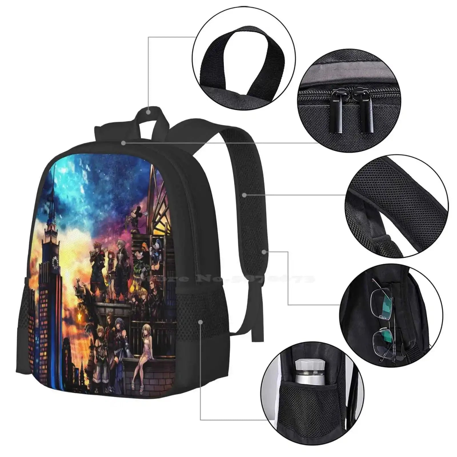 Kingdom Hearts Backpack - Durable School Backpacks For Teens | Anime Style Travel Bag Backpack