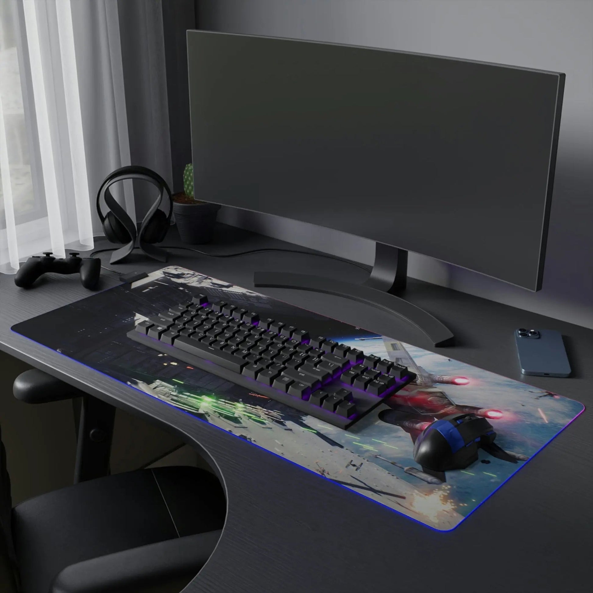 LED Gaming Mouse Pad - X-Wing Star Wars Desk Pad With Customizable LED Lighting