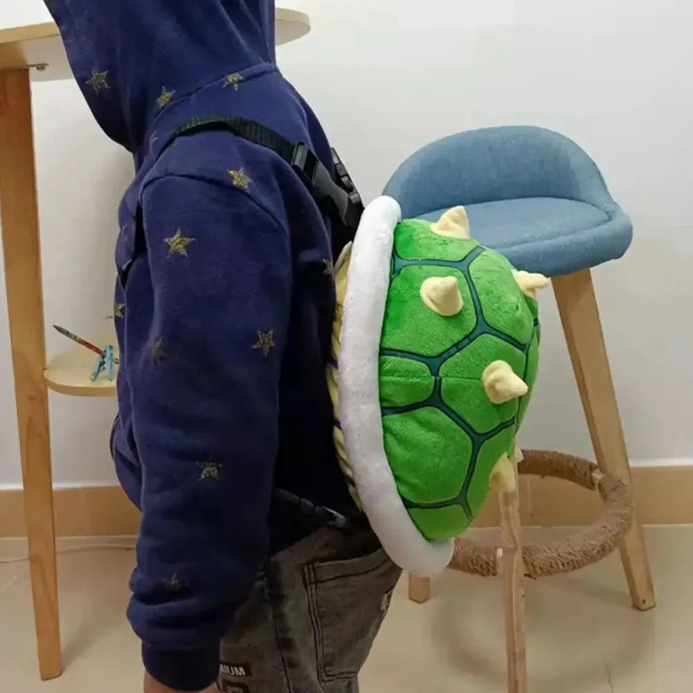 Lovely Turtle Shell Backpack with Snacks Bag - Practical Kids Accessories in Green