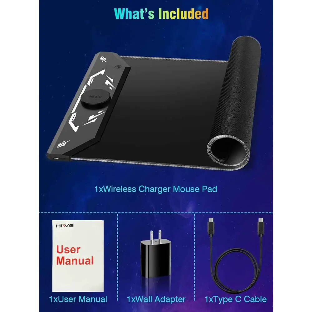 Magnetic Wireless Mouse Pad – Large Gaming Desk Mat with RGB Light Effects