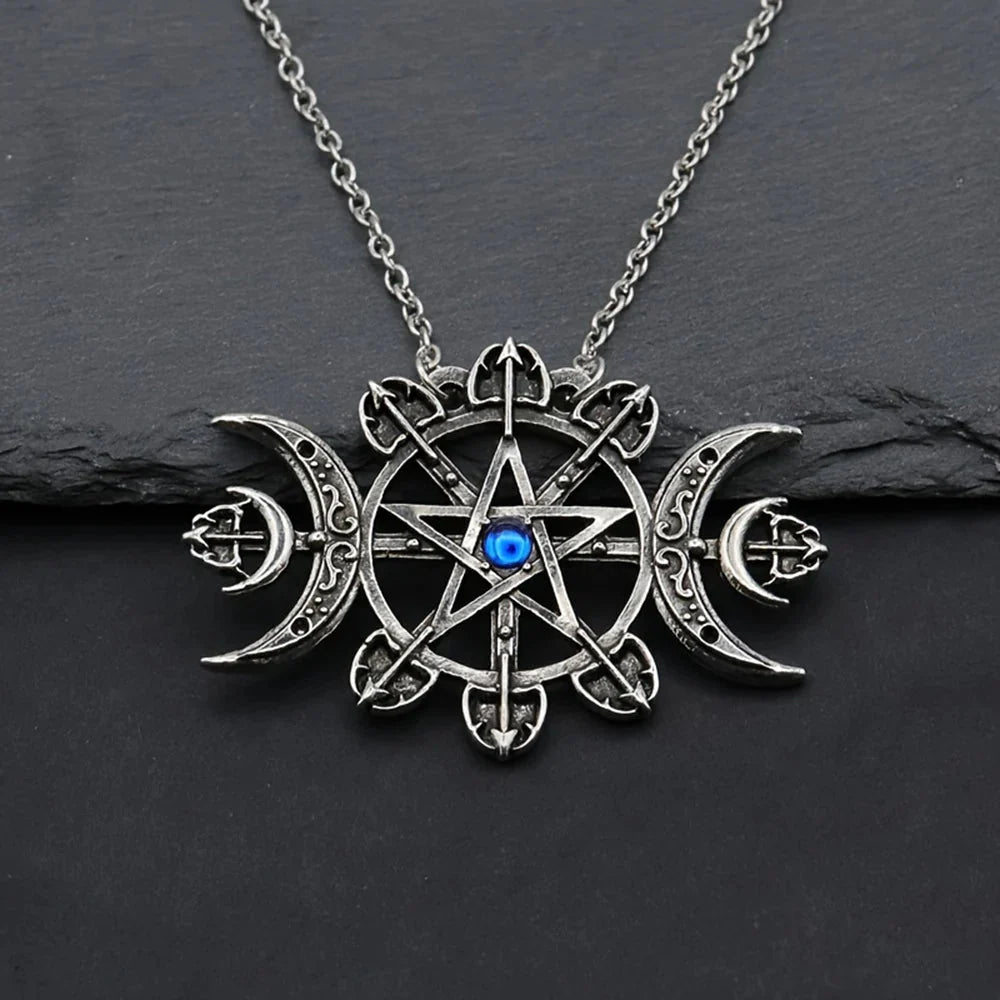 Mystic Witcher Pentagram Blessing Moon Necklace Pentagram Necklace
