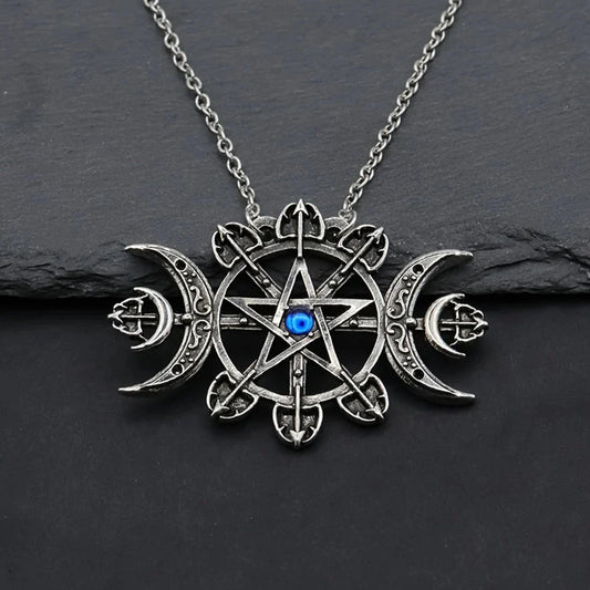 Mystic Witcher Pentagram Blessing Moon Necklace
