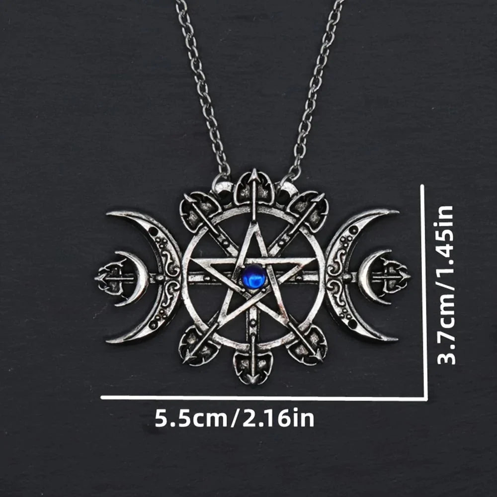 Mystic Witcher Pentagram Blessing Moon Necklace