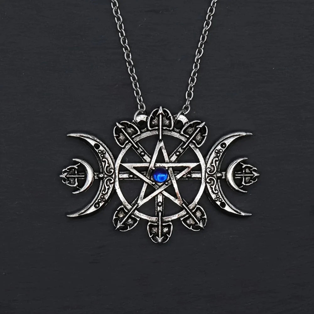 Mystic Witcher Pentagram Blessing Moon Necklace