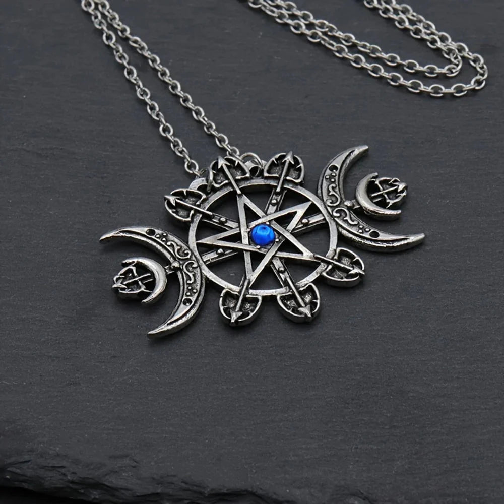 Mystic Witcher Pentagram Blessing Moon Necklace