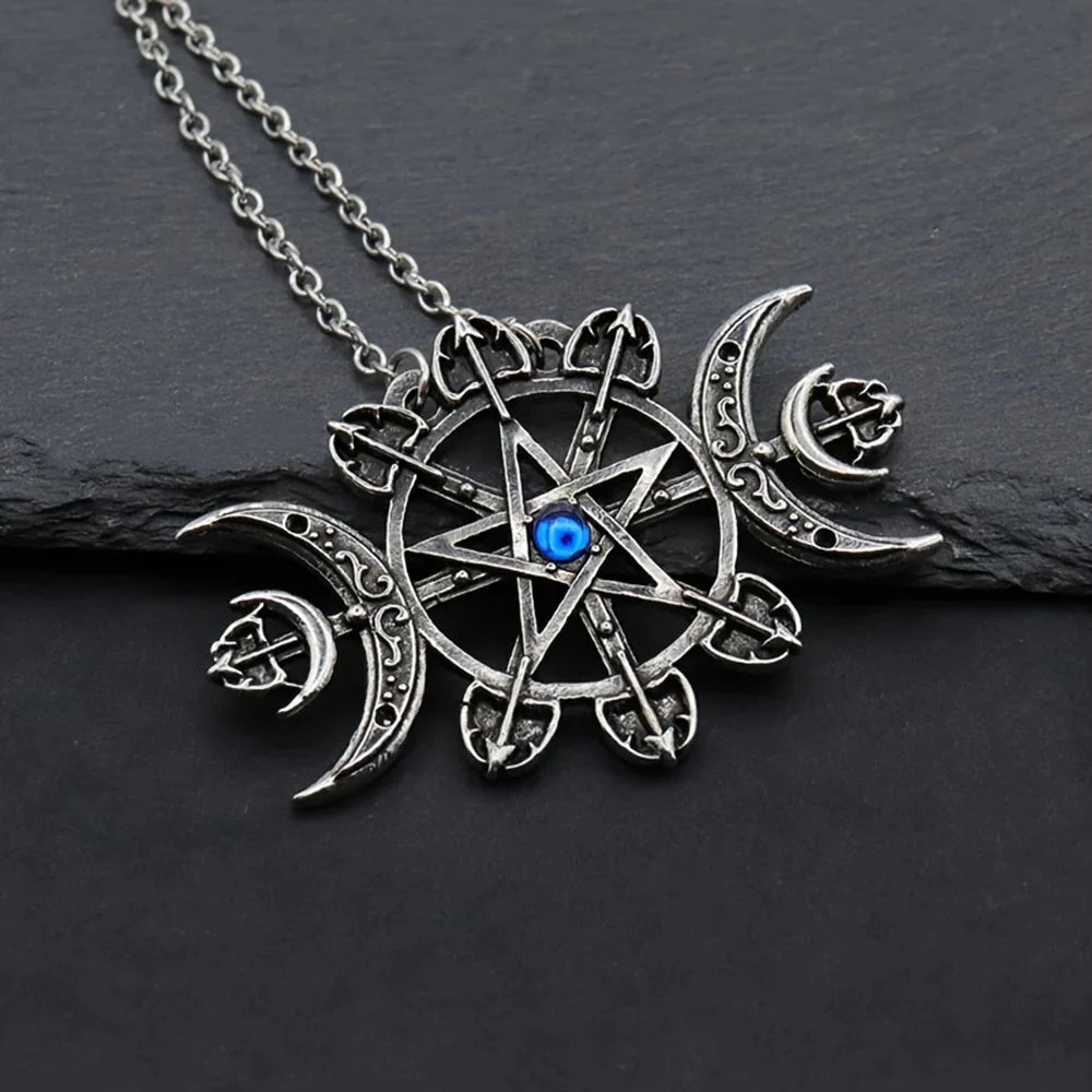 Mystic Witcher Pentagram Blessing Moon Necklace