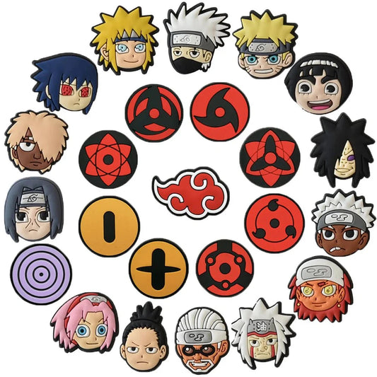 Naruto Anime Cartoon Shoes Charms Accessories Clog backpack Shoe Decorate Buckle Kids Gift 25pcs a set