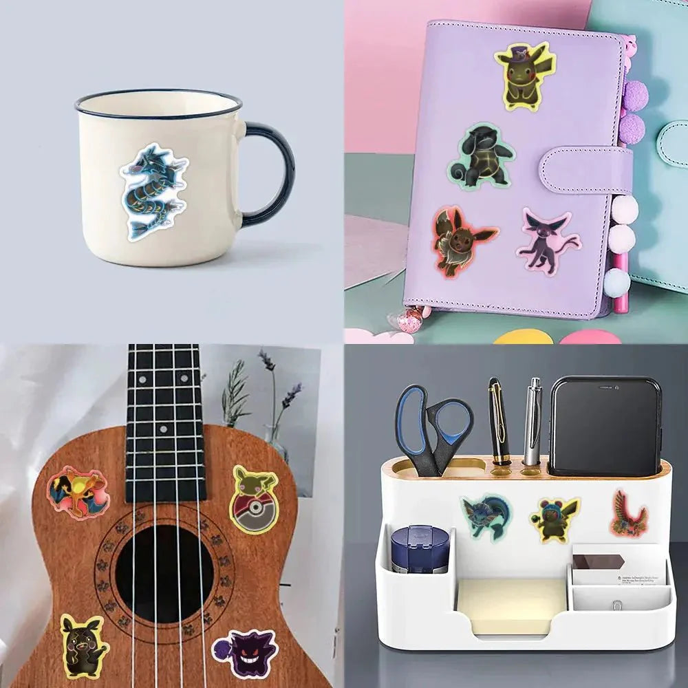Neon Pokemon Stickers – Waterproof Collectible Decals | Durable Sticker Packs Paper products