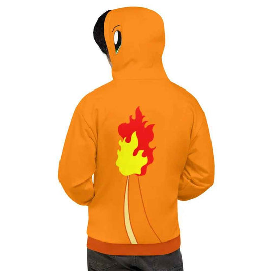 Pokemon Charmander Hoodie - Cozy Cotton Blend Fire Type Hoodie With Front Pocket 2X Men's
