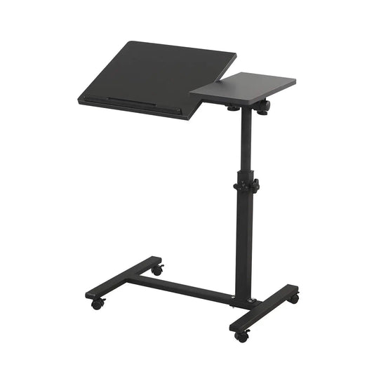 Mobile Laptop Stand - Adjustable Overbed Tray Table with Wheels | Rolling Bedside Desk Gaming Accessories