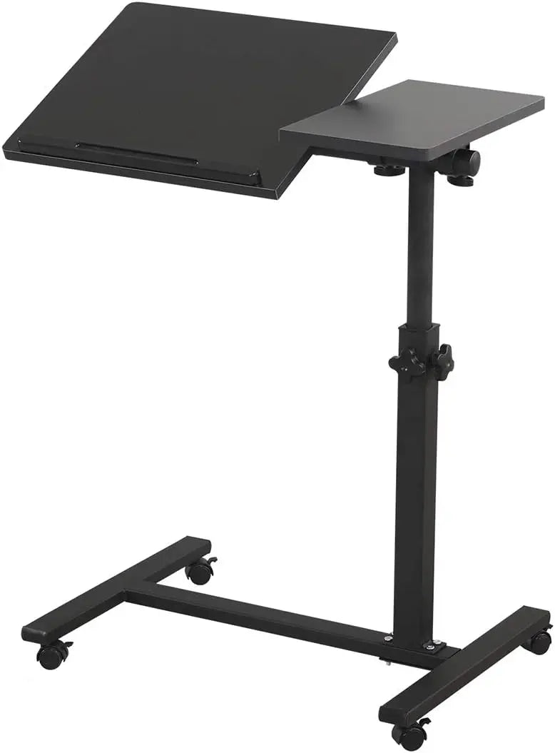 Mobile Laptop Stand - Adjustable Overbed Tray Table with Wheels | Rolling Bedside Desk Gaming Accessories