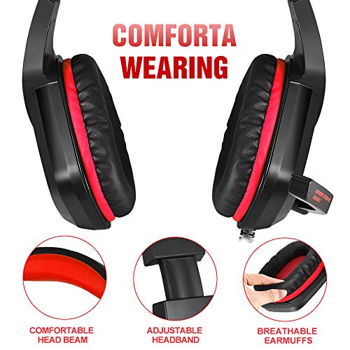PHOINIKAS Gaming Headset for PS4, Xbox One, PC, Laptop, Mac, Nintendo Switch, 3.5MM PS4 Stereo Headset Over Ear Headphones with Noise-Cancelling Mic, Bass Surround - Camo