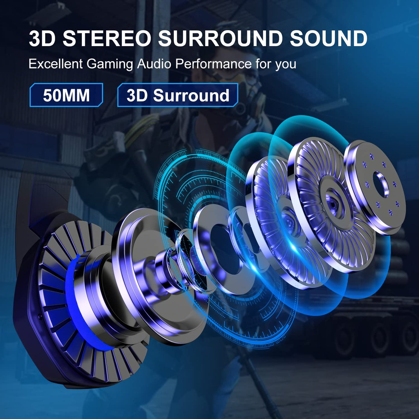 PHOINIKAS Gaming Headset for PS4, Xbox One, PC, Laptop, Mac, Nintendo Switch, 3.5MM PS4 Stereo Headset Over Ear Headphones with Noise-Cancelling Mic, Bass Surround - Camo