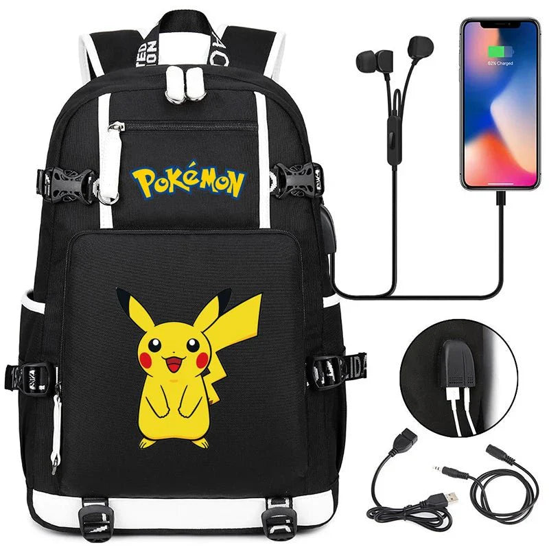 Pokémon adventure - packed schoolbag featuring Pikachu, Charizard, Gengar, and Bulbasaur - Gapo Goods -