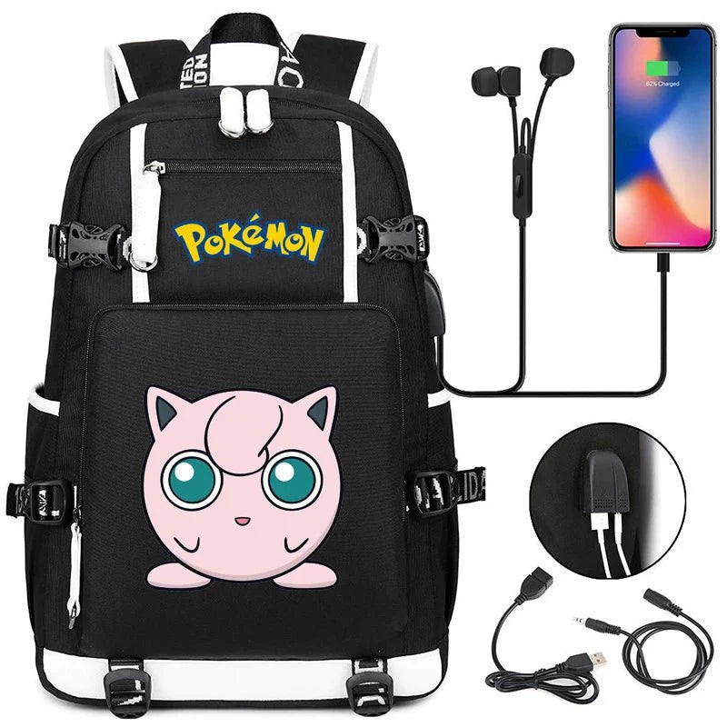 Pokémon adventure - packed schoolbag featuring Pikachu, Charizard, Gengar, and Bulbasaur - Gapo Goods -