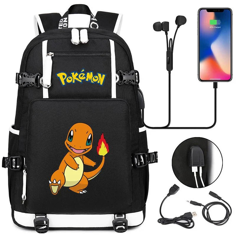 Pokémon adventure - packed schoolbag featuring Pikachu, Charizard, Gengar, and Bulbasaur - Gapo Goods -