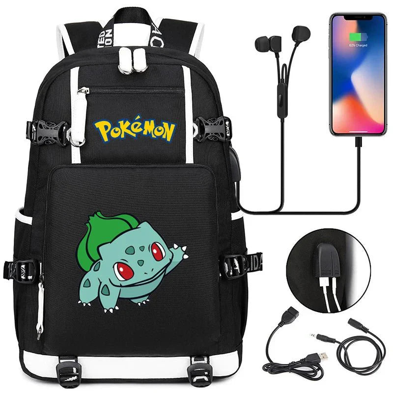 Pokémon adventure - packed schoolbag featuring Pikachu, Charizard, Gengar, and Bulbasaur - Gapo Goods -