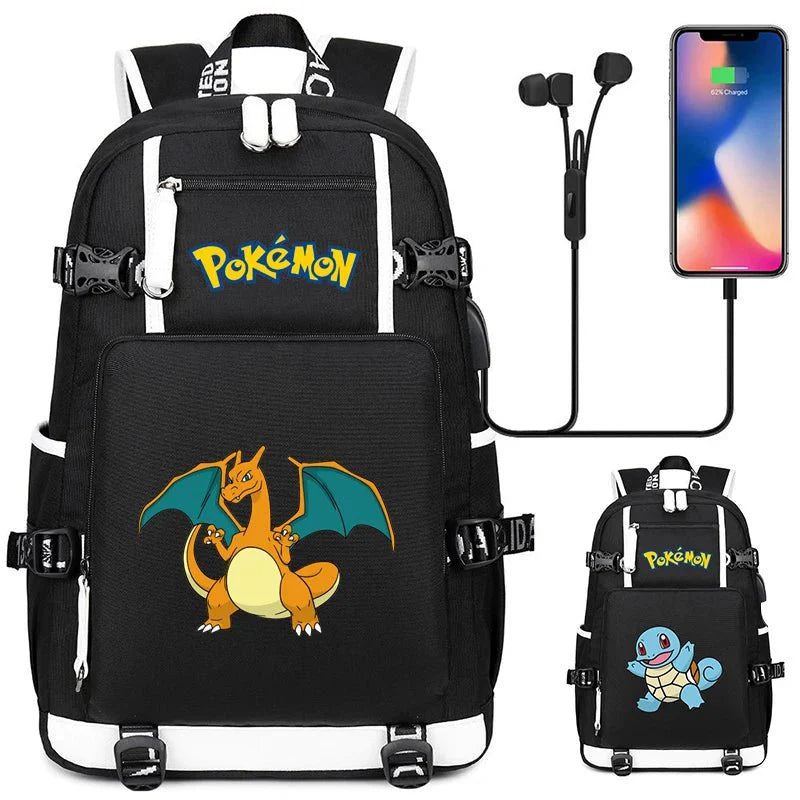 Pokémon adventure - packed schoolbag featuring Pikachu, Charizard, Gengar, and Bulbasaur - Gapo Goods -