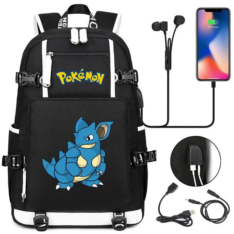 Pokémon adventure - packed schoolbag featuring Pikachu, Charizard, Gengar, and Bulbasaur - Gapo Goods -