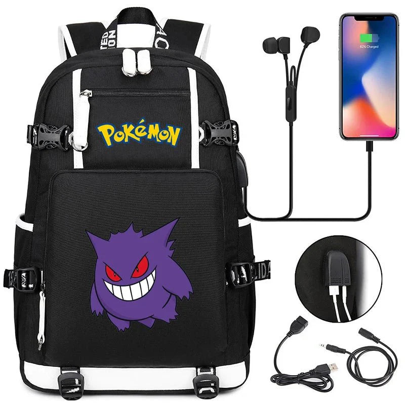 Pokémon adventure - packed schoolbag featuring Pikachu, Charizard, Gengar, and Bulbasaur - Gapo Goods -