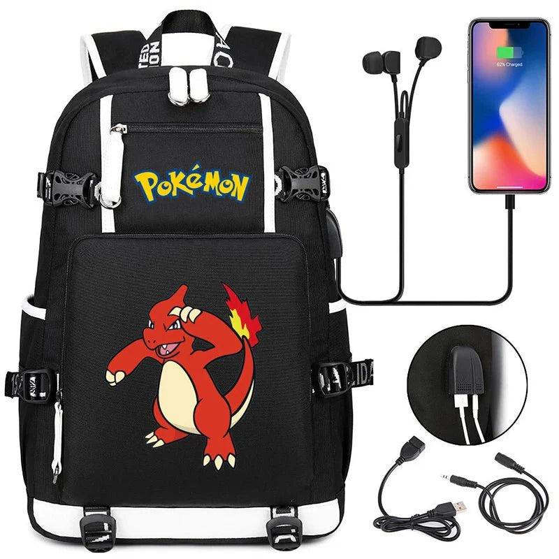 Pokémon adventure - packed schoolbag featuring Pikachu, Charizard, Gengar, and Bulbasaur - Gapo Goods -
