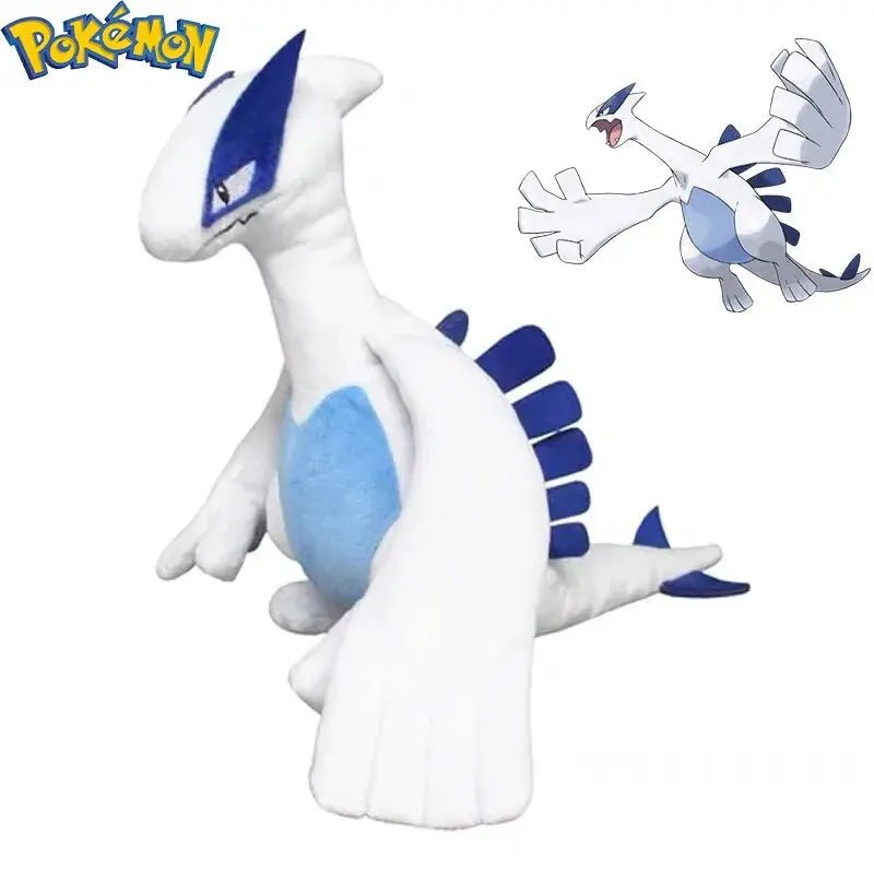 White and blue Pokémon Beast Lugia Soft stuffed toy in Takara Tomy size, 35cm long