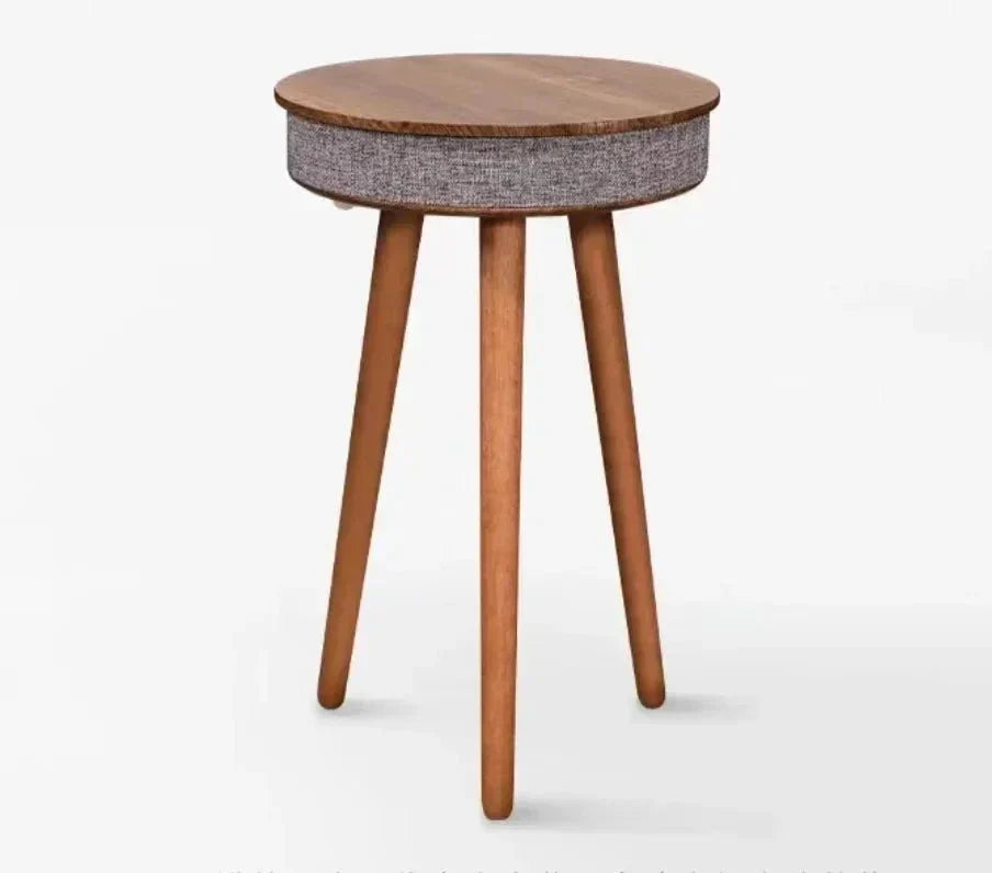 Portable Wooden Coffee Table Bluetooth Speaker with Wireless Charging and USB Stand - 9000 mAh walnut CHINA