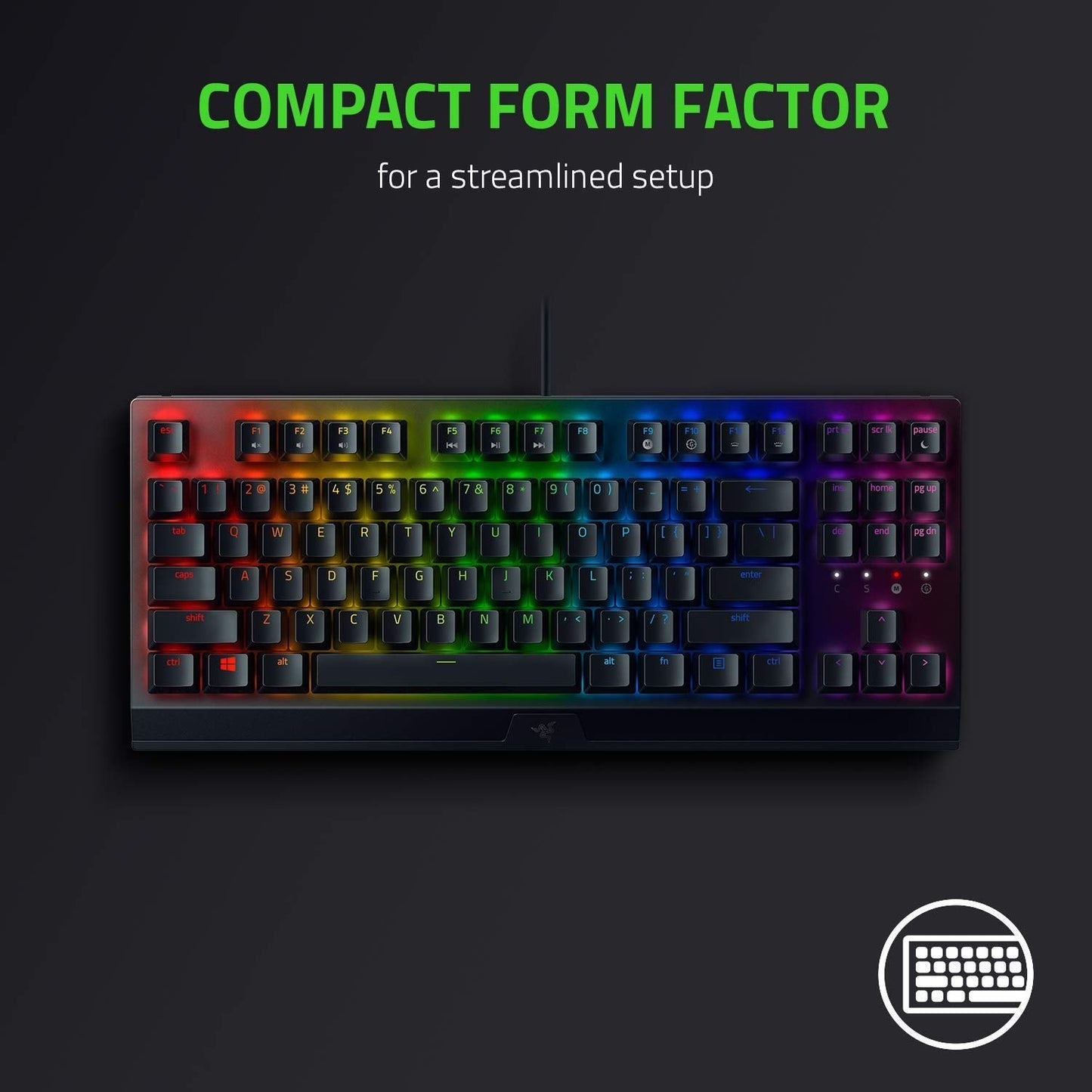 Razer BlackWidow V3 Tenkeyless Mechanical Gaming Keyboard: Razer Mechanical Switches - Chroma RGB Lighting - Compact Form Factor - Programmable Macro Functionality - USB Passthrough (Renewed) - Gapo Goods -